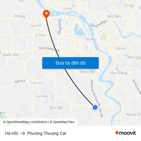 Hà Hồi to Phường Thượng Cát map