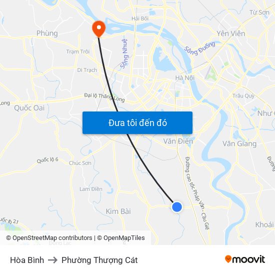 Hòa Bình to Phường Thượng Cát map