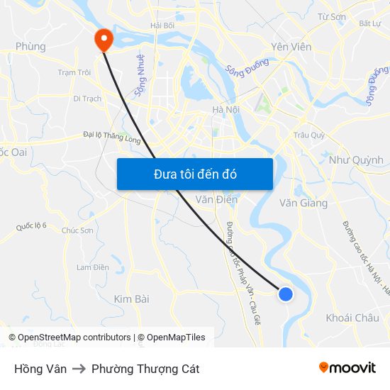 Hồng Vân to Phường Thượng Cát map