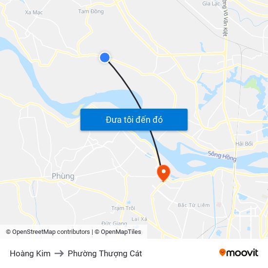 Hoàng Kim to Phường Thượng Cát map