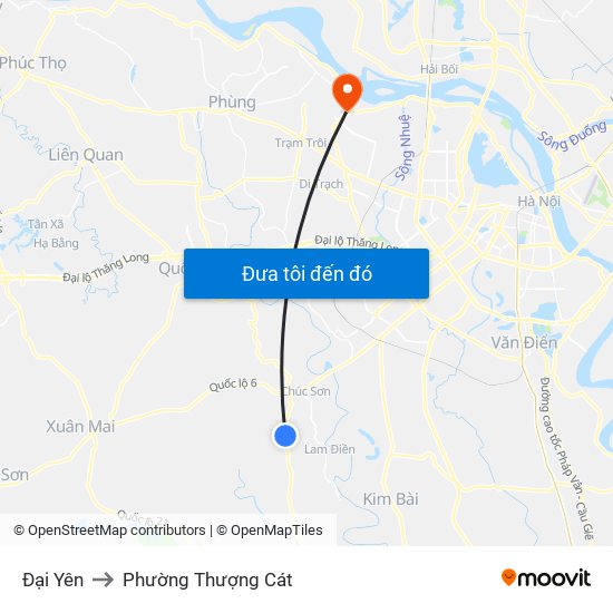 Đại Yên to Phường Thượng Cát map