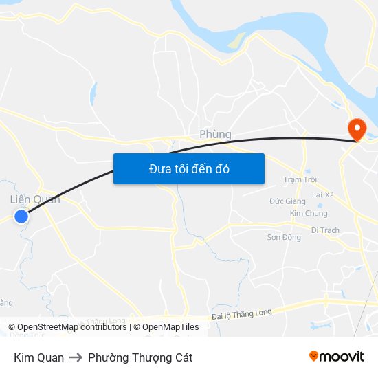 Kim Quan to Phường Thượng Cát map