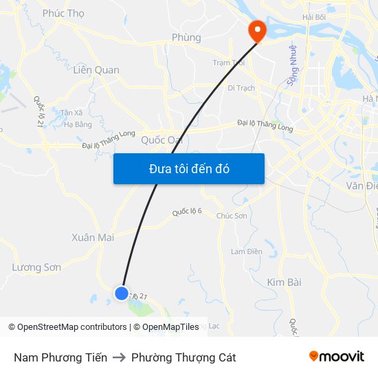 Nam Phương Tiến to Phường Thượng Cát map