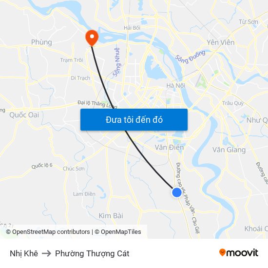 Nhị Khê to Phường Thượng Cát map