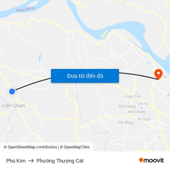 Phú Kim to Phường Thượng Cát map