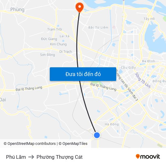 Phú Lãm to Phường Thượng Cát map