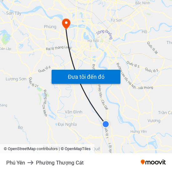 Phú Yên to Phường Thượng Cát map