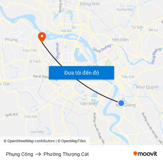 Phụng Công to Phường Thượng Cát map