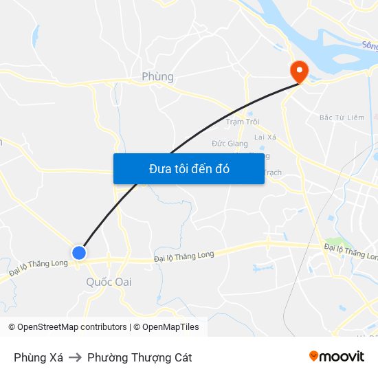 Phùng Xá to Phường Thượng Cát map