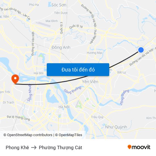 Phong Khê to Phường Thượng Cát map