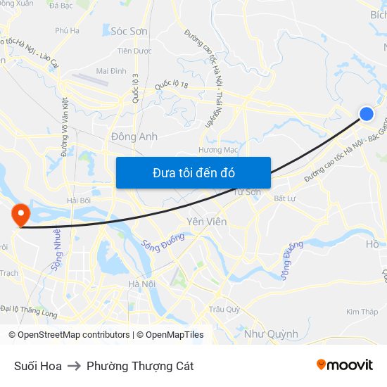 Suối Hoa to Phường Thượng Cát map