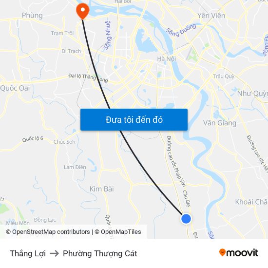 Thắng Lợi to Phường Thượng Cát map