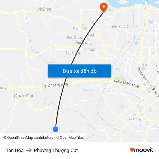 Tân Hòa to Phường Thượng Cát map