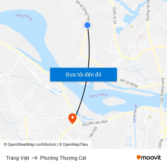 Tráng Việt to Phường Thượng Cát map