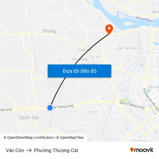 Vân Côn to Phường Thượng Cát map