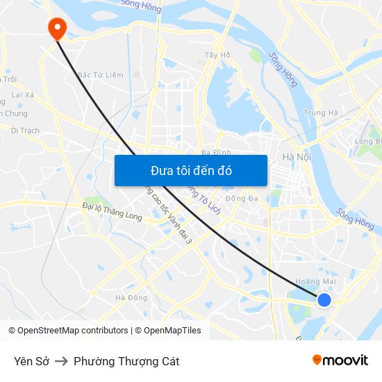 Yên Sở to Phường Thượng Cát map