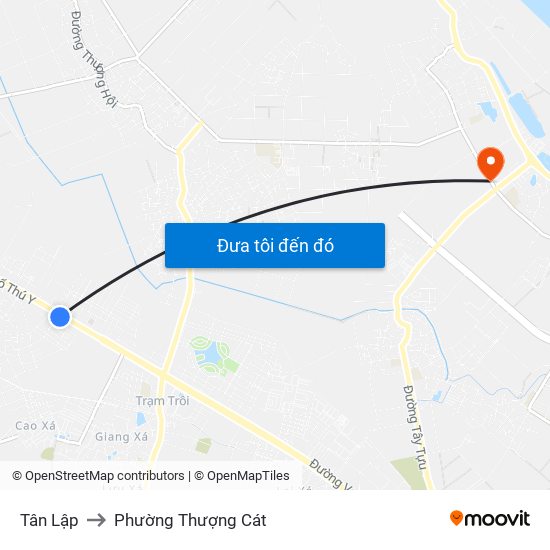 Tân Lập to Phường Thượng Cát map