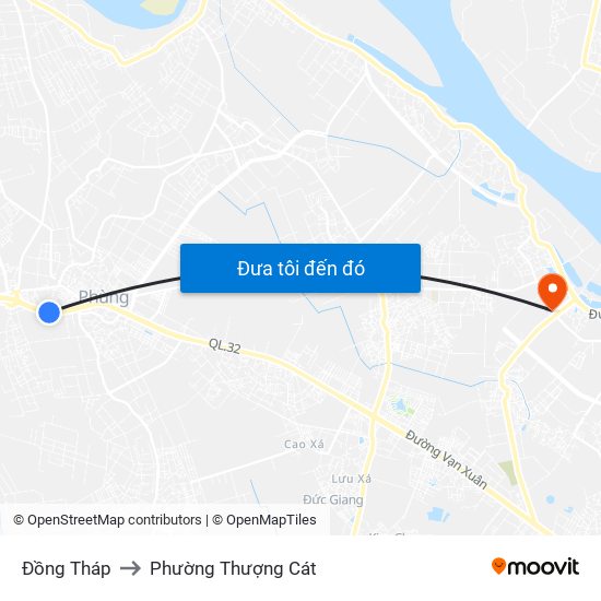 Đồng Tháp to Phường Thượng Cát map