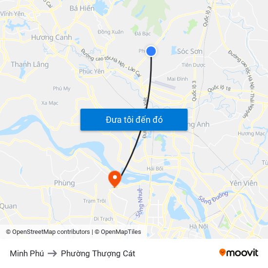 Minh Phú to Phường Thượng Cát map