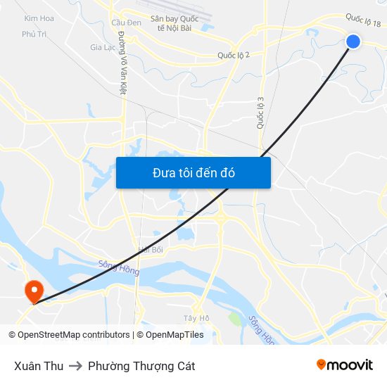 Xuân Thu to Phường Thượng Cát map