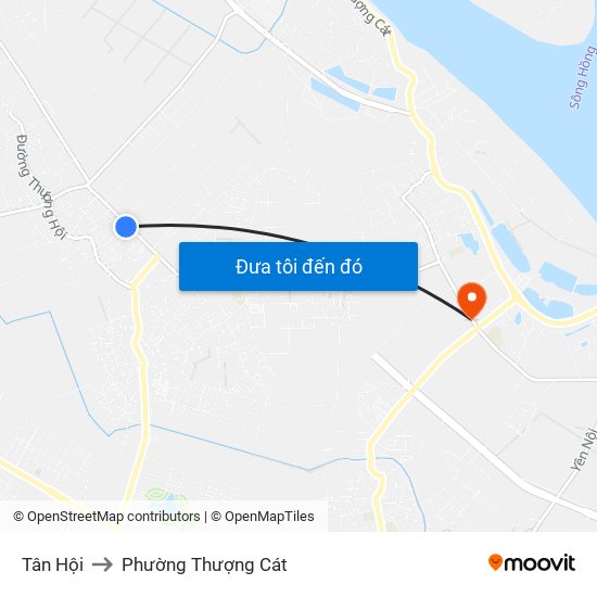 Tân Hội to Phường Thượng Cát map