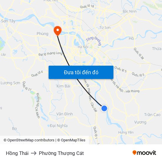 Hồng Thái to Phường Thượng Cát map