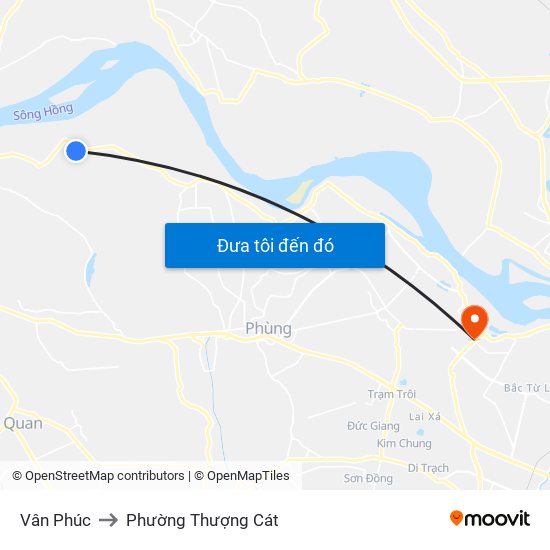 Vân Phúc to Phường Thượng Cát map