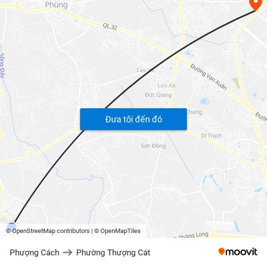 Phượng Cách to Phường Thượng Cát map