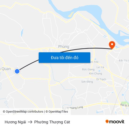 Hương Ngải to Phường Thượng Cát map