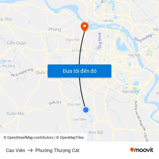 Cao Viên to Phường Thượng Cát map