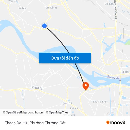 Thạch Đà to Phường Thượng Cát map