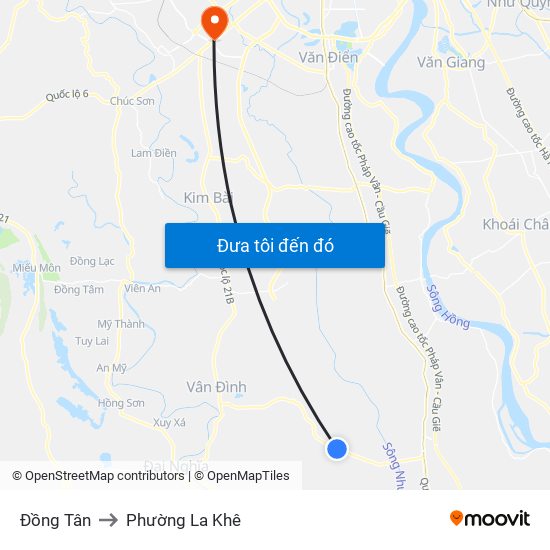 Đồng Tân to Phường La Khê map