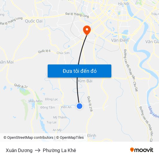 Xuân Dương to Phường La Khê map