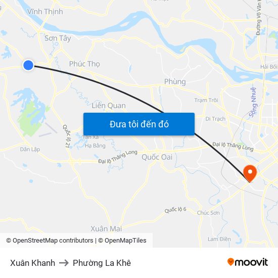 Xuân Khanh to Phường La Khê map