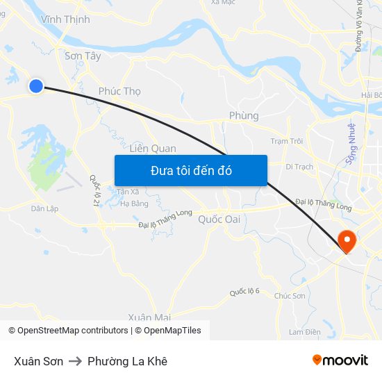 Xuân Sơn to Phường La Khê map