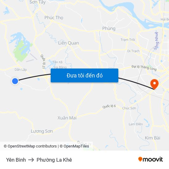 Yên Bình to Phường La Khê map