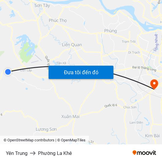 Yên Trung to Phường La Khê map