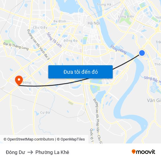 Đông Dư to Phường La Khê map