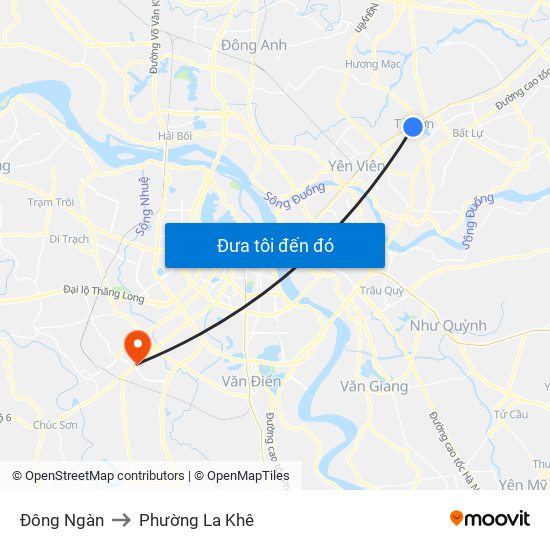 Đông Ngàn to Phường La Khê map