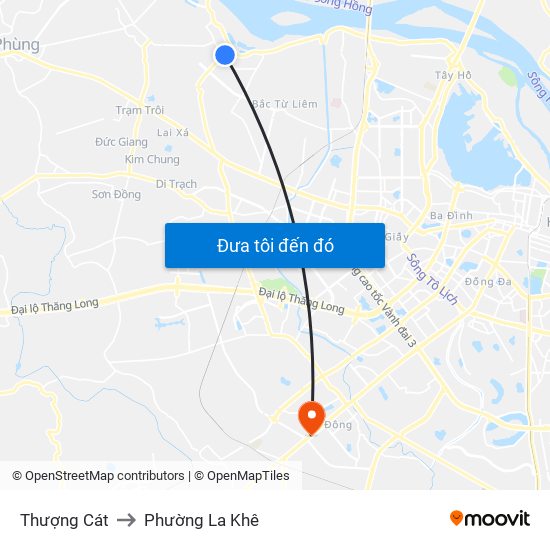 Thượng Cát to Phường La Khê map