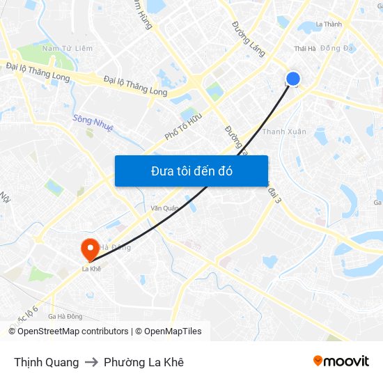 Thịnh Quang to Phường La Khê map