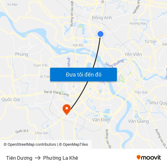 Tiên Dương to Phường La Khê map