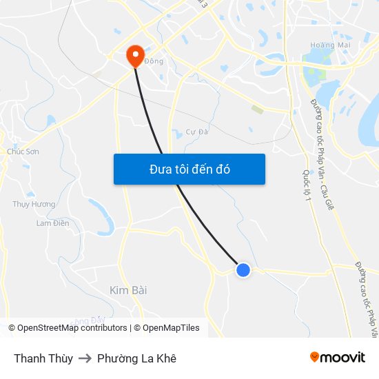 Thanh Thùy to Phường La Khê map