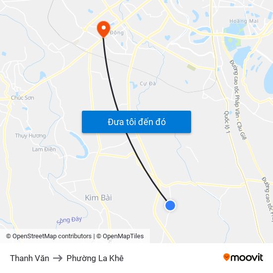 Thanh Văn to Phường La Khê map