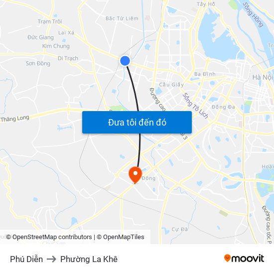 Phú Diễn to Phường La Khê map