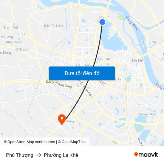 Phú Thượng to Phường La Khê map