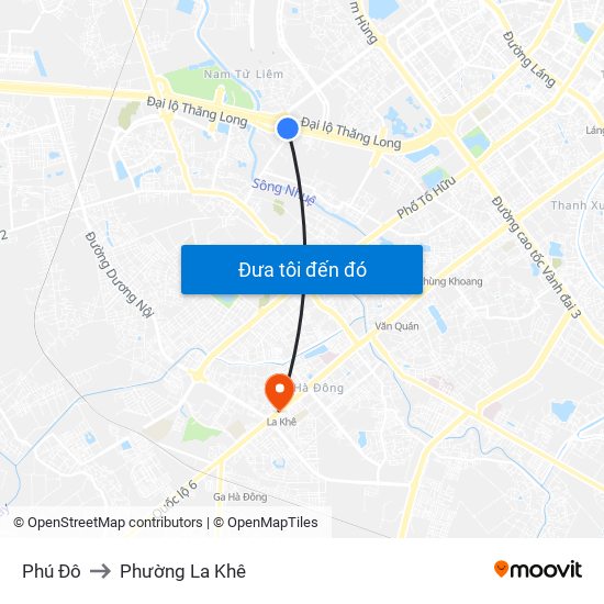 Phú Đô to Phường La Khê map
