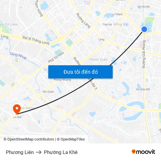 Phương Liên to Phường La Khê map