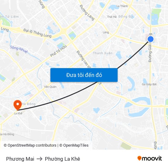 Phương Mai to Phường La Khê map