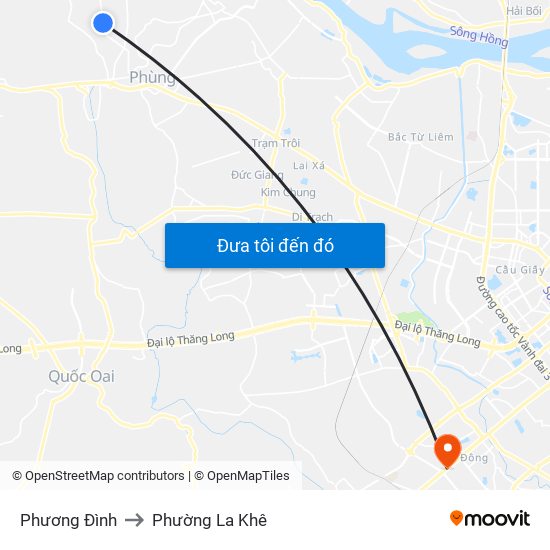 Phương Đình to Phường La Khê map